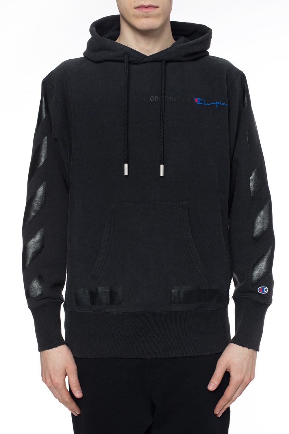 Off white champion store hoodie black